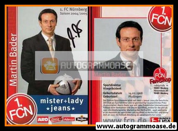 Autogramm Fussball | 1. FC Nürnberg | 2004 | Martin BADER