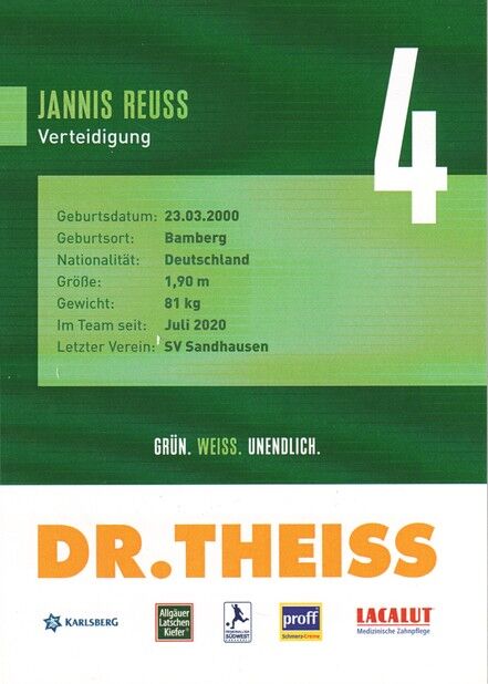 Autogramm Fussball | FC Homburg | 2021 | Jannis REUSS