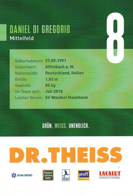 Autogramm Fussball | FC Homburg | 2021 | Daniel DE GREGORIO