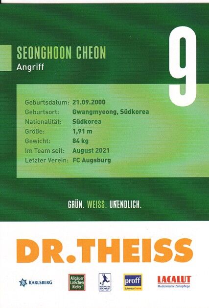 Autogramm Fussball | FC Homburg | 2021 | Seonghoon CHEON