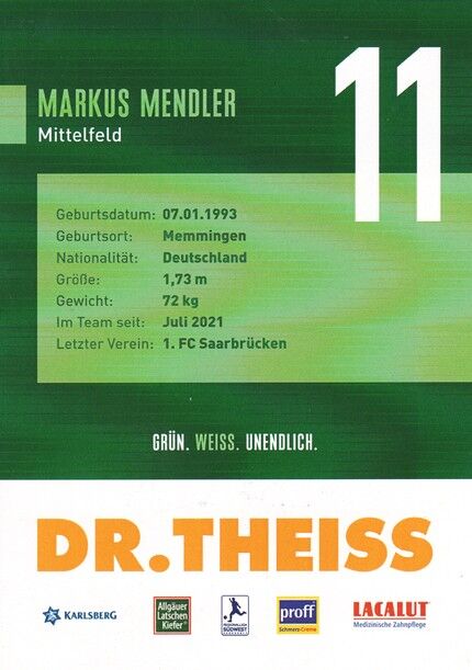 Autogramm Fussball | FC Homburg | 2021 | Markus MENDLER