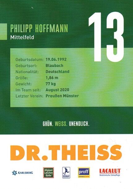 Autogramm Fussball | FC Homburg | 2021 | Philipp HOFMANN