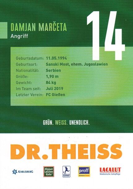 Autogramm Fussball | FC Homburg | 2021 | Damjan MARCETA