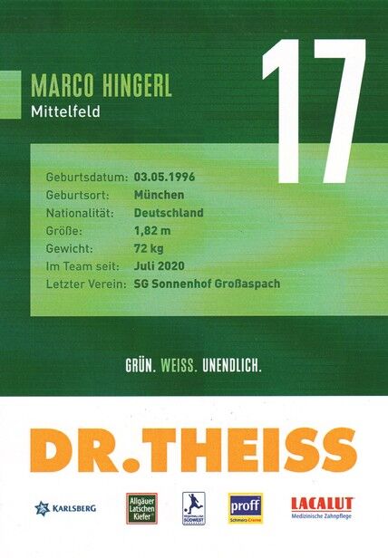 Autogramm Fussball | FC Homburg | 2021 | Marco HINGERL