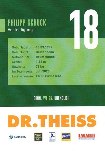 Autogramm Fussball | FC Homburg | 2021 | Philipp SCHUCK
