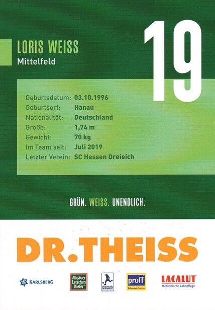 Autogramm Fussball | FC Homburg | 2021 | Loris WEISS