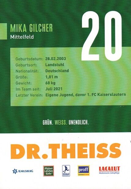 Autogramm Fussball | FC Homburg | 2021 | Mika GILCHER