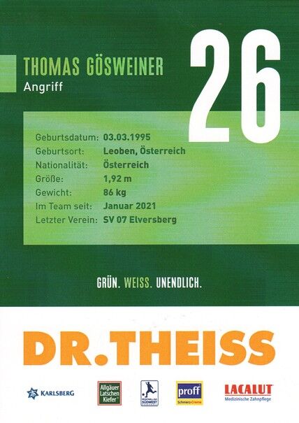 Autogramm Fussball | FC Homburg | 2021 | Thomas GÖSWEINER
