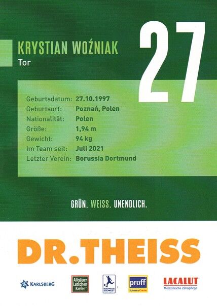 Autogramm Fussball | FC Homburg | 2021 | Krystian WOZNIAK