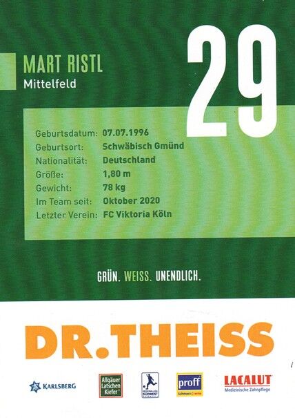 Autogramm Fussball | FC Homburg | 2021 | Mart RISTL