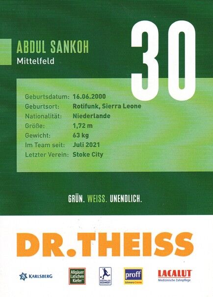 Autogramm Fussball | FC Homburg | 2021 | Abdul SANKOH