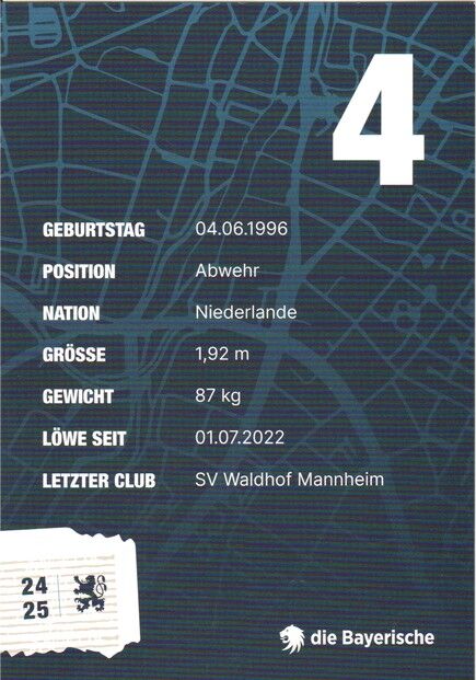 Autogramm Fussball | TSV 1860 München | 2024 | Jesper VERLAAT