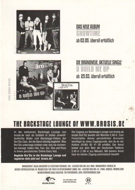Autogramm Pop | Hila BRONSTEIN | 2004 "Brosis - Showtime" (Portrait Color Universal)