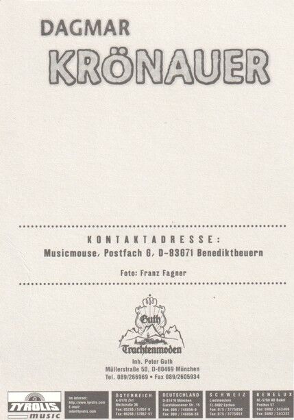 Autogramm Schlager | Dagmar KRÖNAUER | 1990er (Portrait Color Tyrolis)
