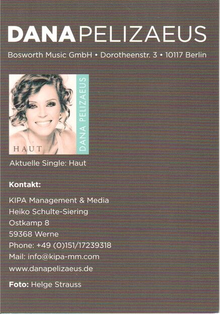 Autogramm Schlager | Dana PELIZAEUS | 2018 "Haut" (Portrait Color) Strauss