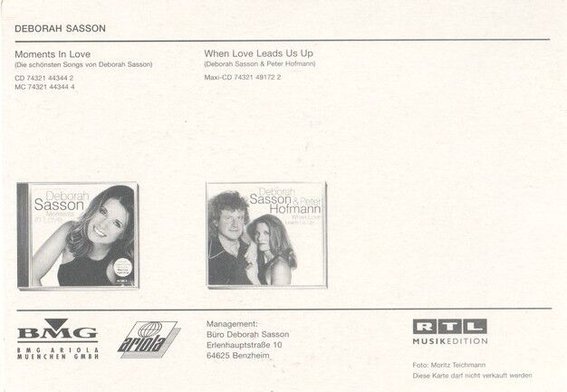 Autogramm Klassik (USA) | Deborah SASSON | 1997 "Moments In Love" (Portrait Color BMG)
