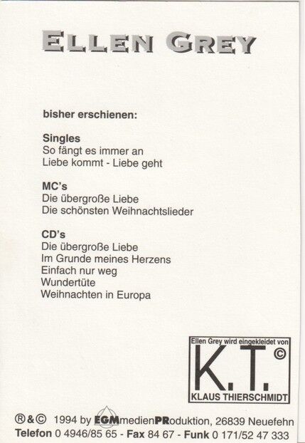 Autogramm Schlager | Elke MARTENS | 1994 (Portrait SW KT)