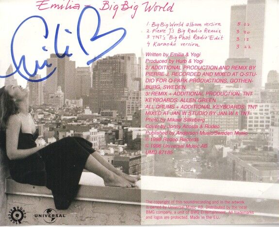 Autogramm Pop (SWE) | EMILIA Rydberg | 1998 "Big Big World" (Portrait SW Rodeo)