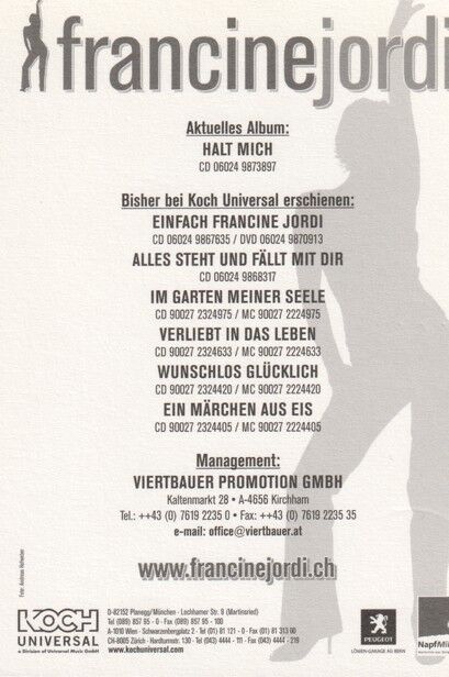 Autogramm Schlager | Francine JORDI | 2005 "Halt Mich" (Portrait Color Koch)