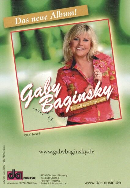 Autogramm Schlager | Gaby BAGINSKY | 2010 "Ich Will Kein Engel Sein" (Portrait Color DA)