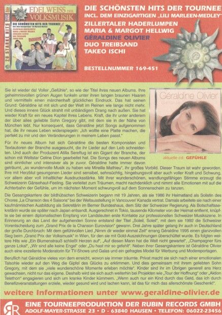 Autogramm Schlager | Geraldine OLIVIER | 2006 "Edelweiss Volksmusik" (Portrait Color Rubin)