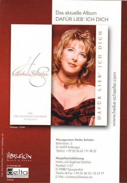 Autogramm Schlager | Heike SCHÄFER | 2006 "Dafür Lieb Ich Dich" (Portrait Color Harlekin)