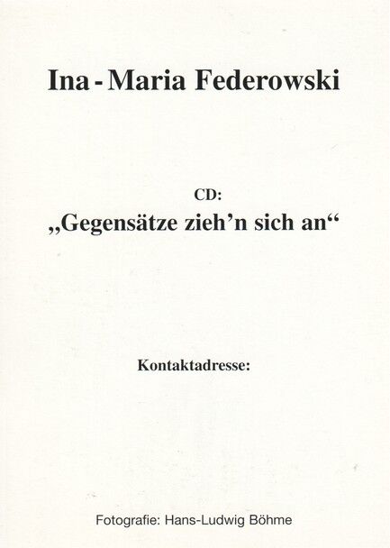 Autogramm Schlager | Ina-Maria FEDEROWSKI | 2001 (Portrait SW Böhme)