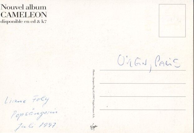 Autogramm Pop (FR) | Liane FOLY | 1999 "Cameleon" (Portrait Color)