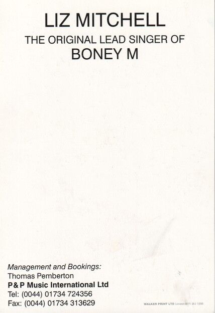 Autogramm Pop (UK) | Liz MITCHELL | 2000er (Portrait Color P&P) Boney M