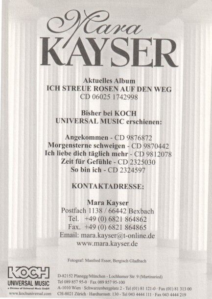 Autogramm Schlager | Mara KAYSER | 2007 "Ich Streue Rosen" (Portrait Color Koch)