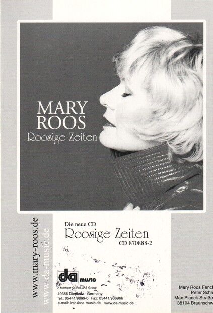 Autogramm Schlager | Mary ROOS | 2001 "Roosige Zeiten" (Portrait Color DA)