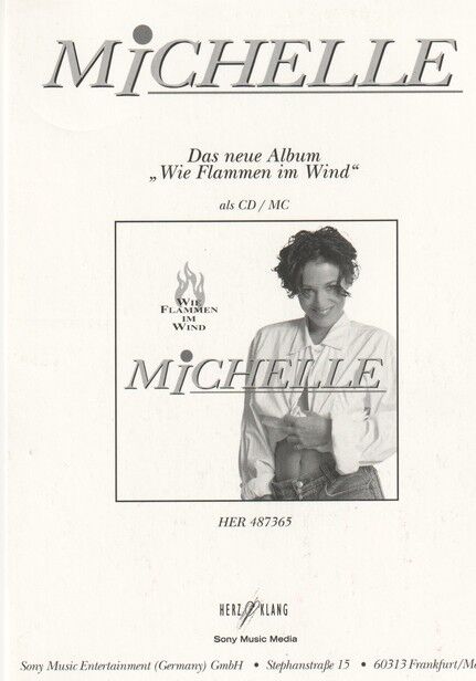 Autogramm Schlager | MICHELLE | 1997 "Wie Flammen Im Wind" (Portrait Color Sony)