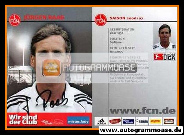 Autogramm Fussball | 1. FC Nürnberg | 2006 | Jürgen RAAB