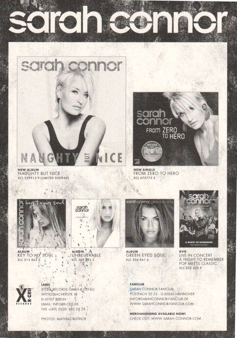 Autogramm Pop | Sarah CONNOR | 2005 "Naughty But Nice" (Portrait Color X-Cell)