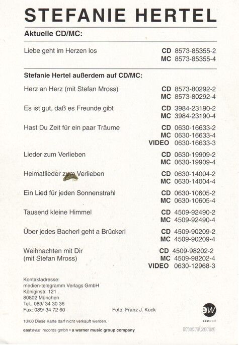 Autogramm Volksmusik | Stefanie HERTEL | 2000 "Liebe Im Herzen" (Portrait Color EW) 2
