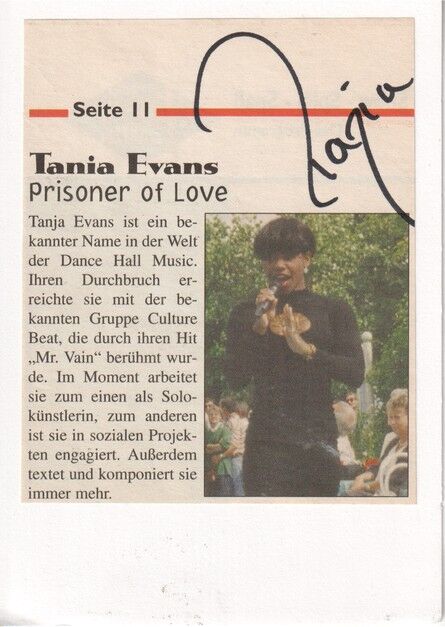 Autogramm Pop (UK) | Tania EVANS (Culture Beat) | 2000er (Konzert Color)