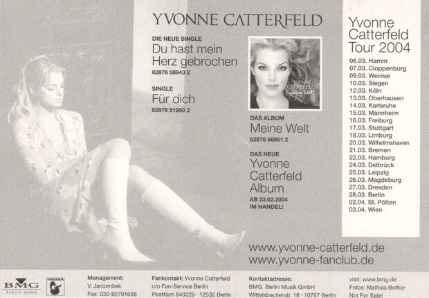 Autogramm Pop | Yvonne CATTERFELD | 2003 "Meine Welt" (Portrait Color BMG)