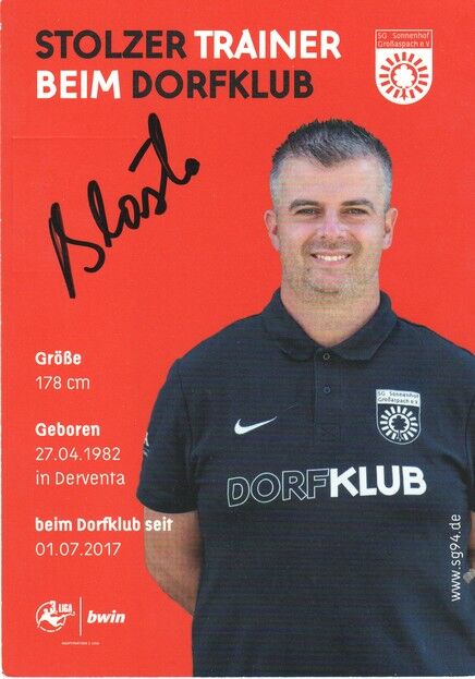Autogramm Fussball | SG Sonnenhof Grossaspach | 2018 | Zlatko BLASKIC