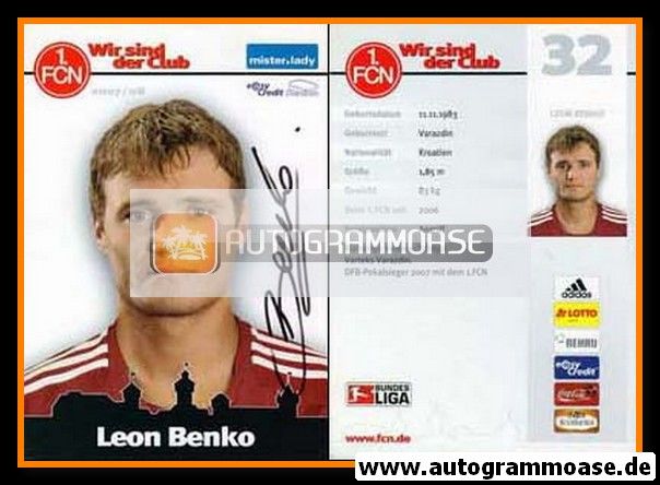 Autogramm Fussball | 1. FC Nürnberg | 2007 | Leon BENKO