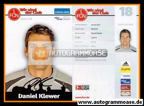 Autogramm Fussball | 1. FC Nürnberg | 2007 | Daniel KLEWER