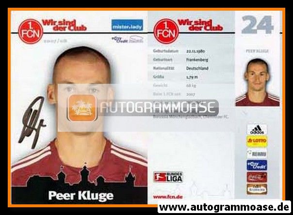 Autogramm Fussball | 1. FC Nürnberg | 2007 | Peer KLUGE