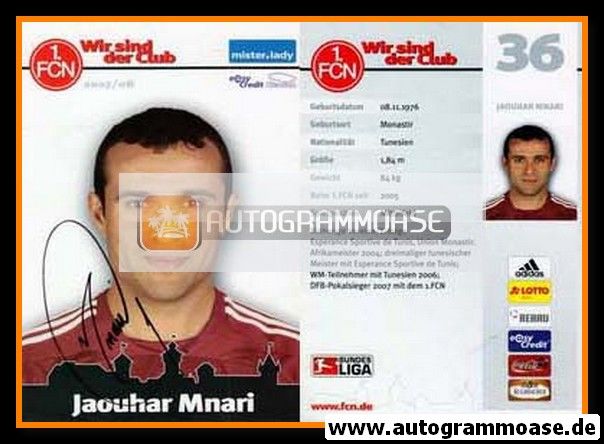 Autogramm Fussball | 1. FC Nürnberg | 2007 | Jaouhar MNARI