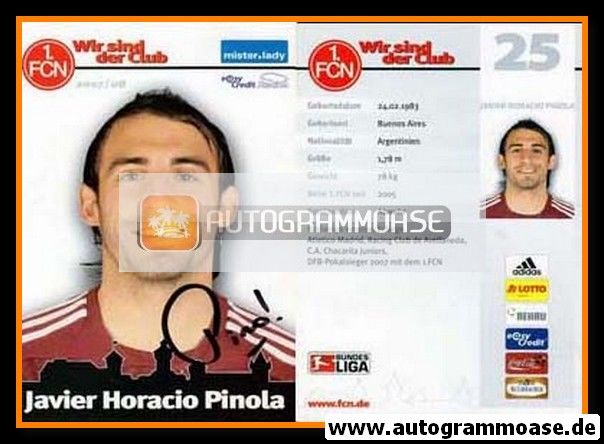 Autogramm Fussball | 1. FC Nürnberg | 2007 | Javier Horacio PINOLA