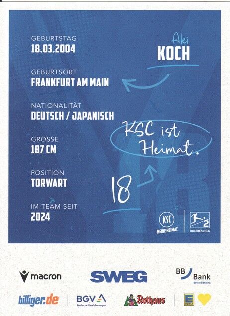 Autogramm Fussball | Karlsruher SC | 2025 | Aki KOCH