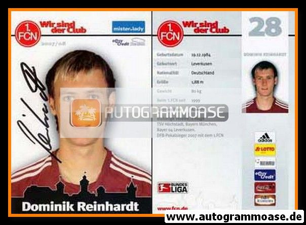 Autogramm Fussball | 1. FC Nürnberg | 2007 | Dominik REINHARDT