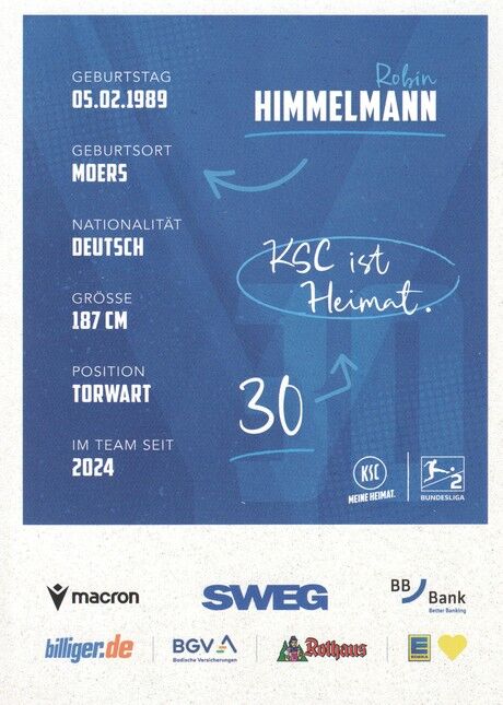 Autogramm Fussball | Karlsruher SC | 2025 | Robin HIMMELMANN