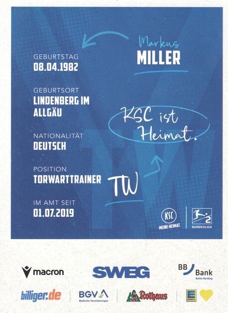 Autogramm Fussball | Karlsruher SC | 2025 | Markus MILLER