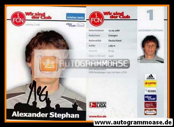 Autogramm Fussball | 1. FC Nürnberg | 2007 | Alexander STEPHAN