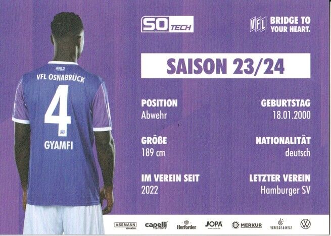 Autogramm Fussball | VfL Osnabrück | 2023 | Maxwell GYAMFI
