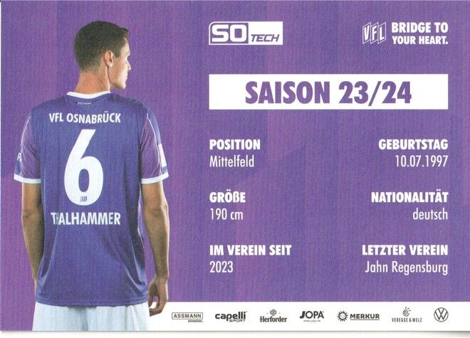 Autogramm Fussball | VfL Osnabrück | 2023 | Maximilian THALHAMMER